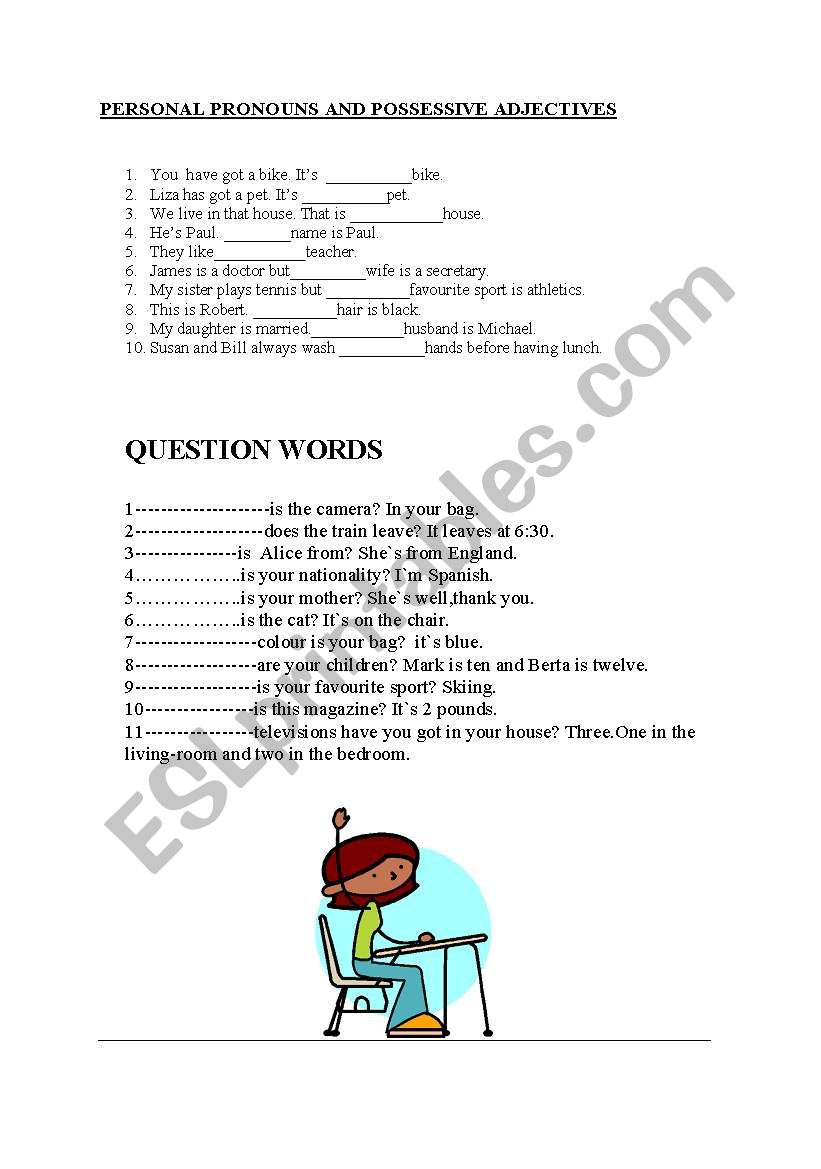 possessive adjectives and question words