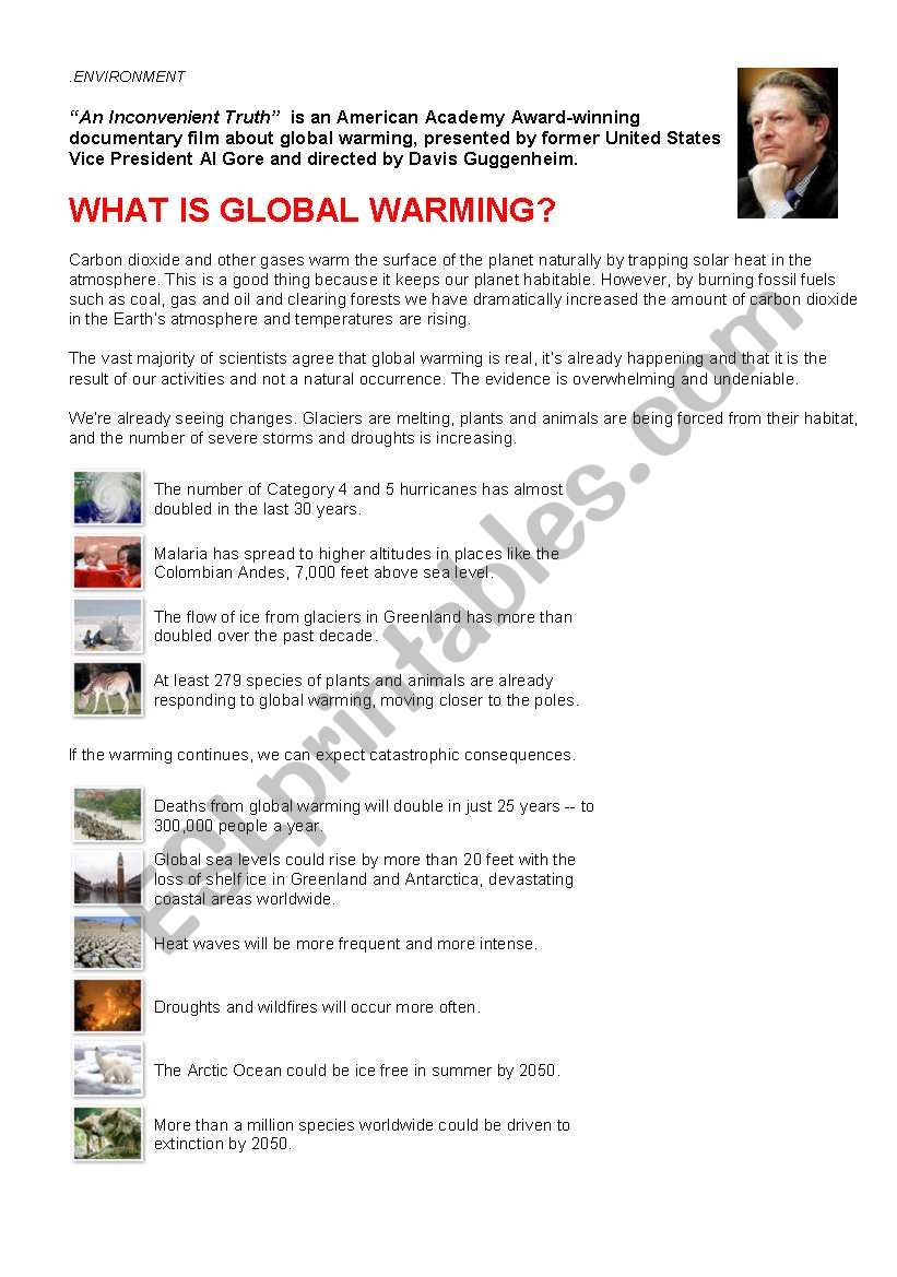 GLOBAL WARMING worksheet
