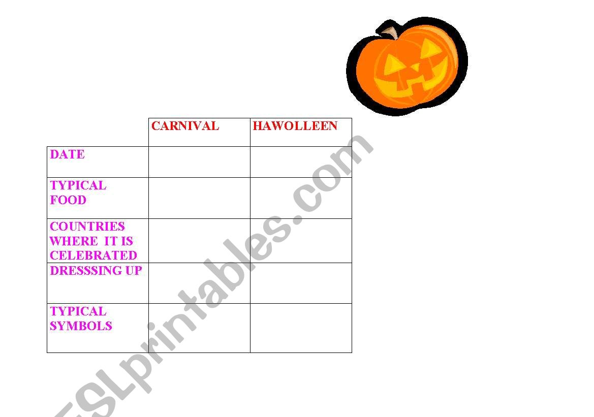 Carnival / Halloween worksheet