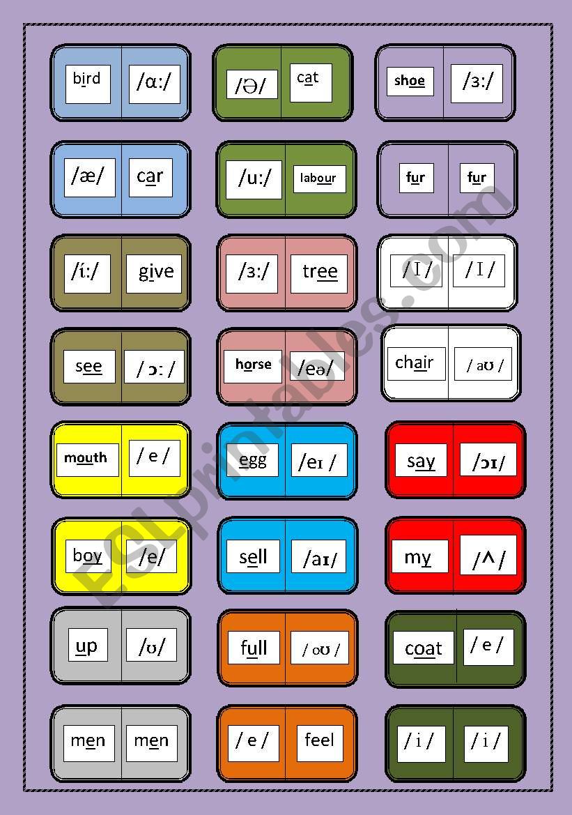 VOWEL SOUNDS DOMINO worksheet