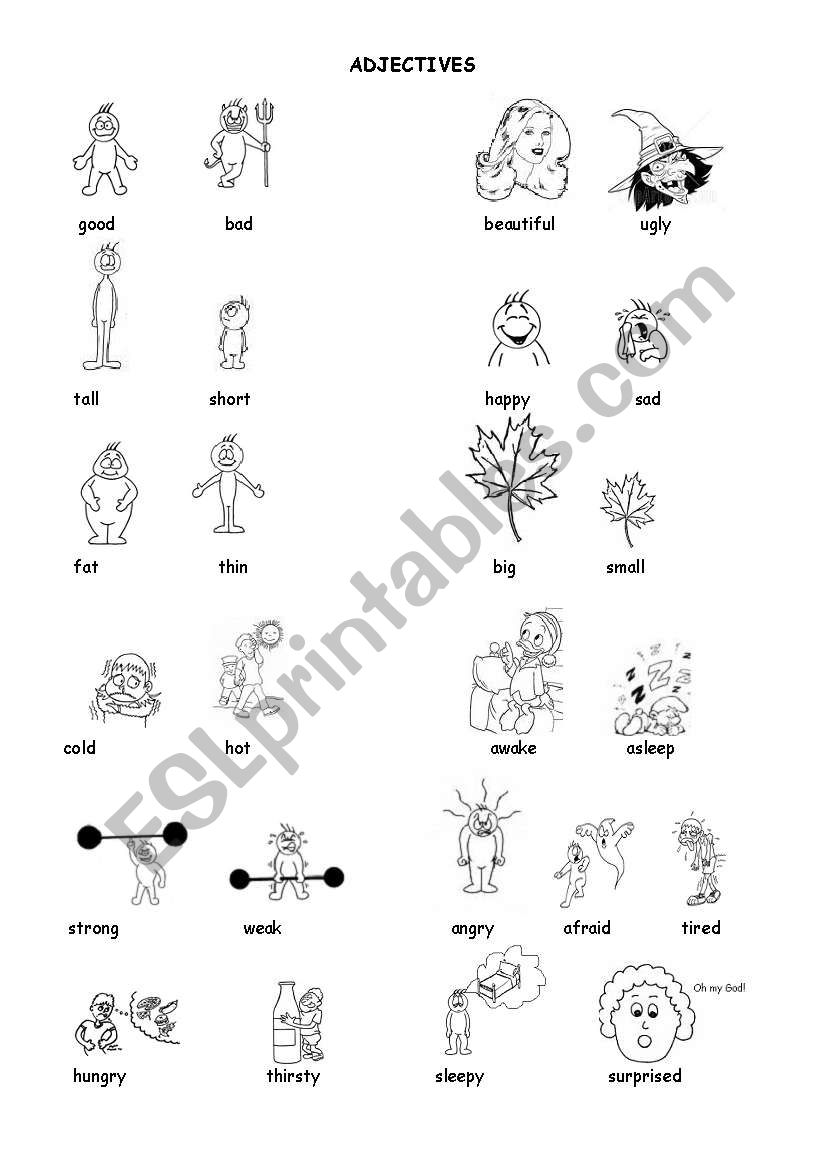 adjectives easy worksheet