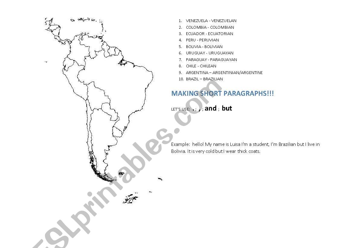  Countries and Nationalities worksheet