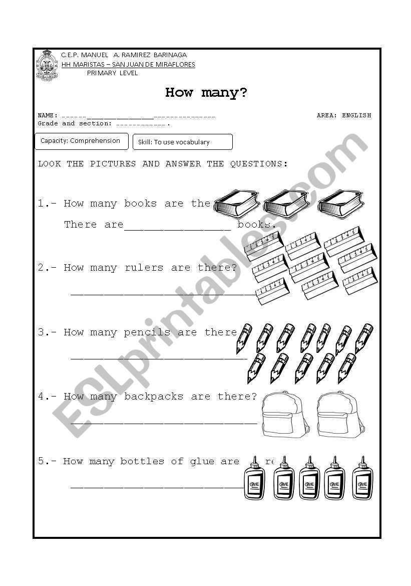 How many? worksheet