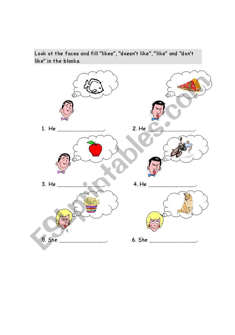 like, likes, donÂ´t like, doesnÂ´t like