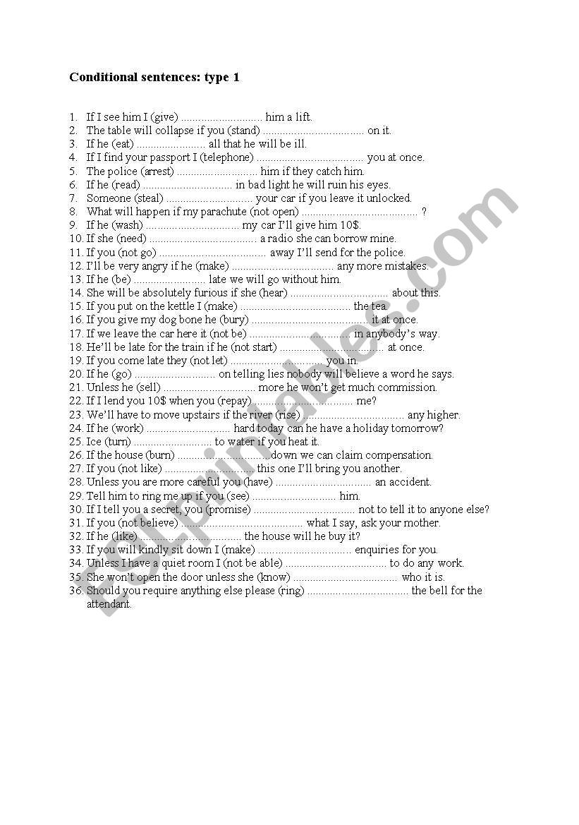 comparative sentences type 1 worksheet