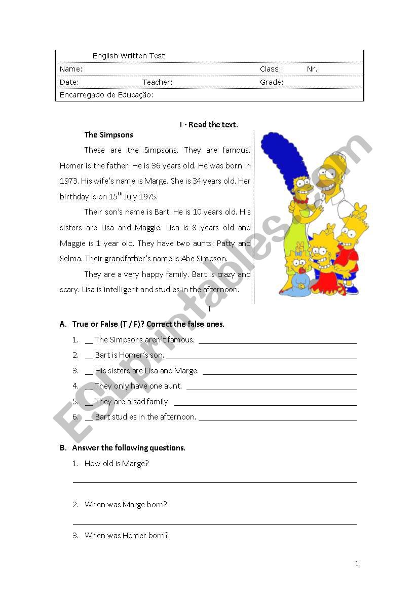 5th grade  worksheet