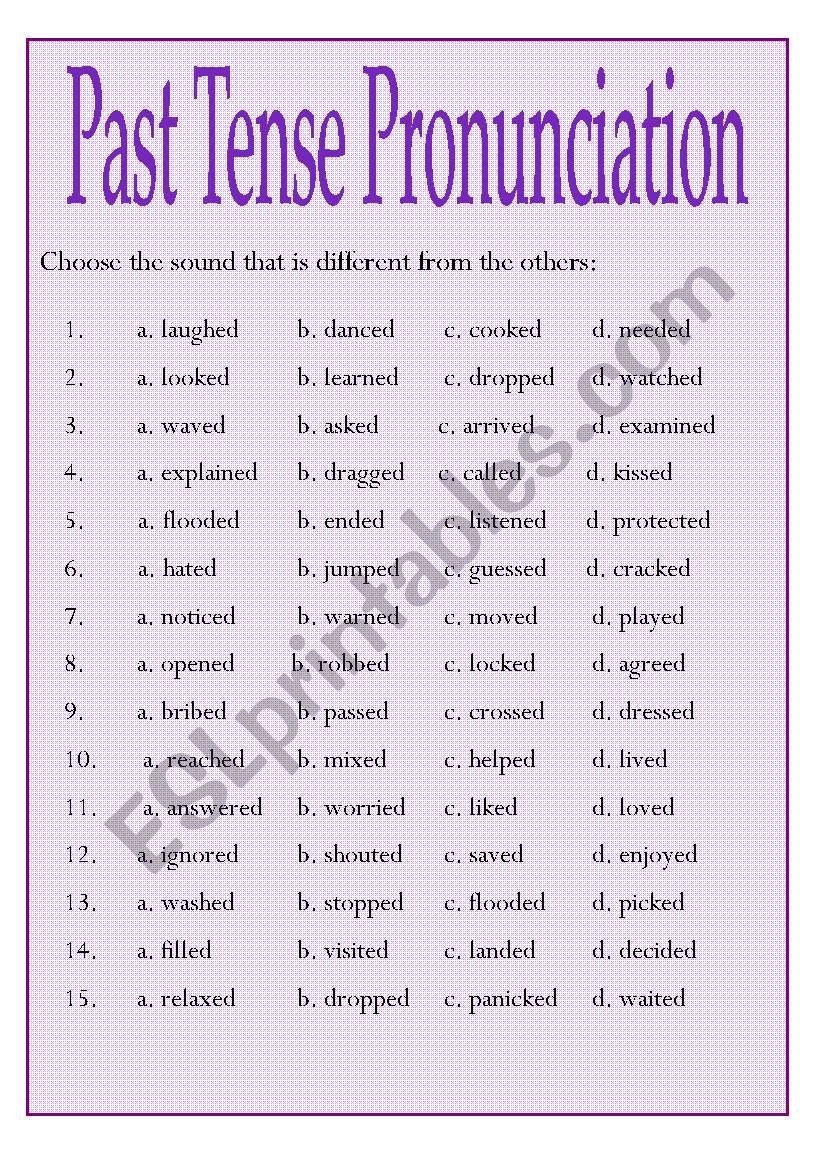 Past Tense Pronunciation Practice ESL Worksheet By Kaspetz