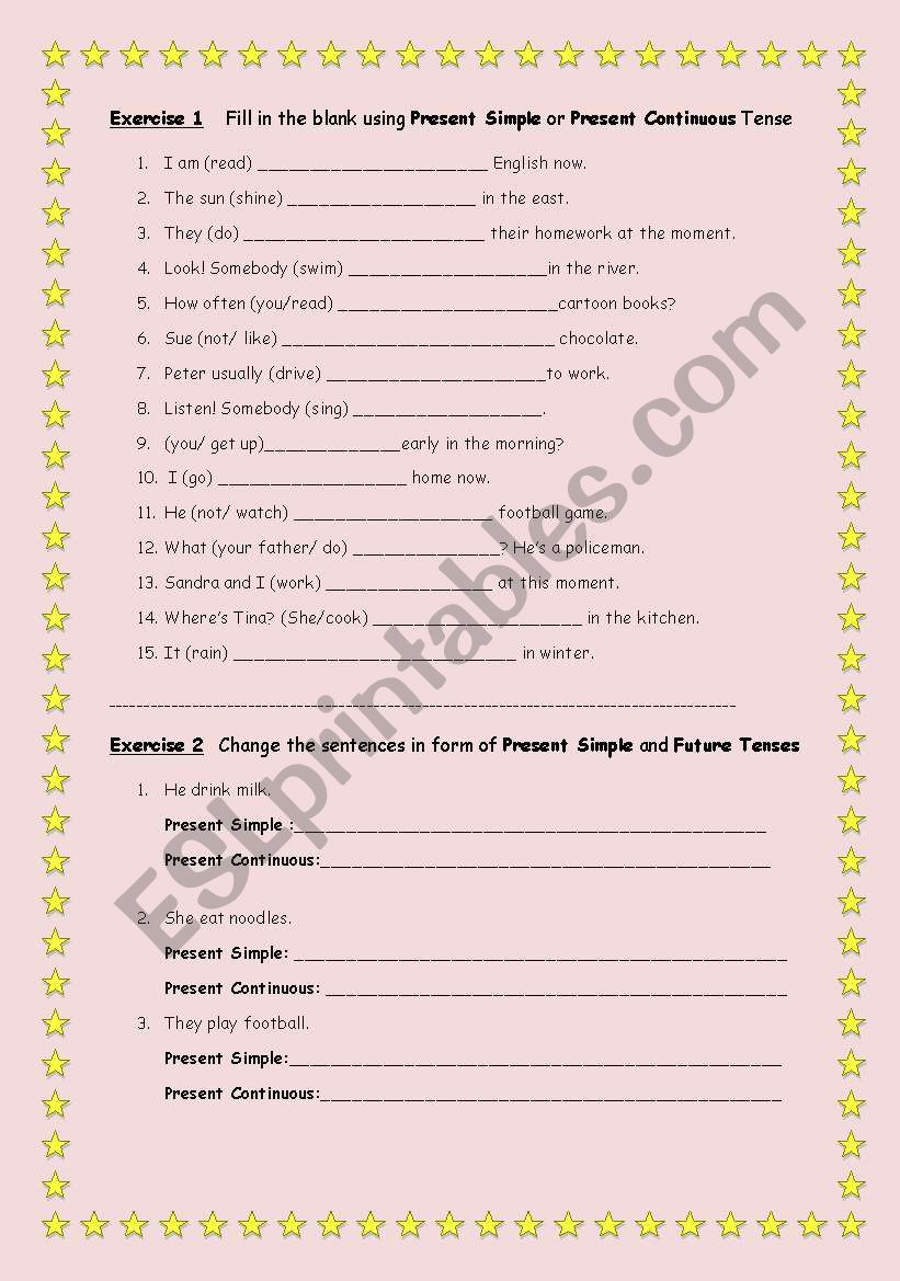 present simple VS Present Continous tense