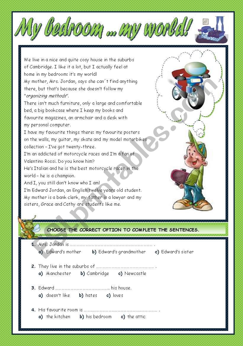 MY BEDROOM... MY WORLD! worksheet