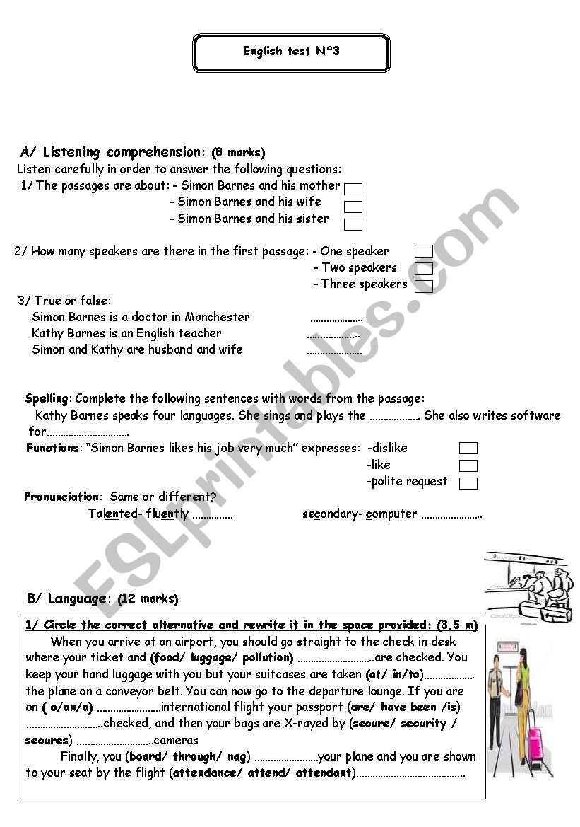 9th form test worksheet