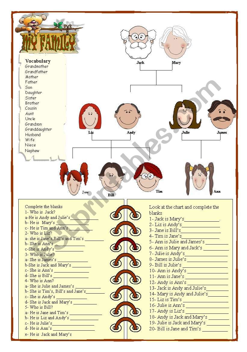 Family members 2  worksheet