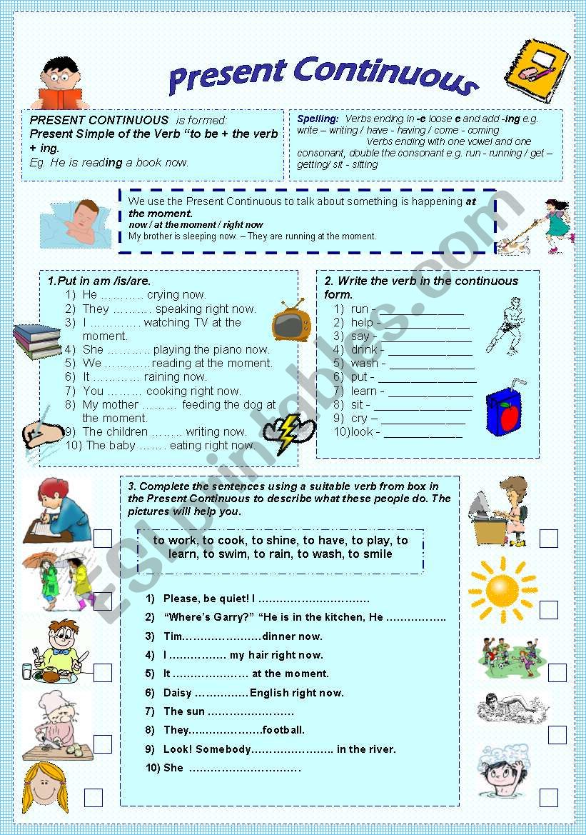 Present Continuous Tense worksheet