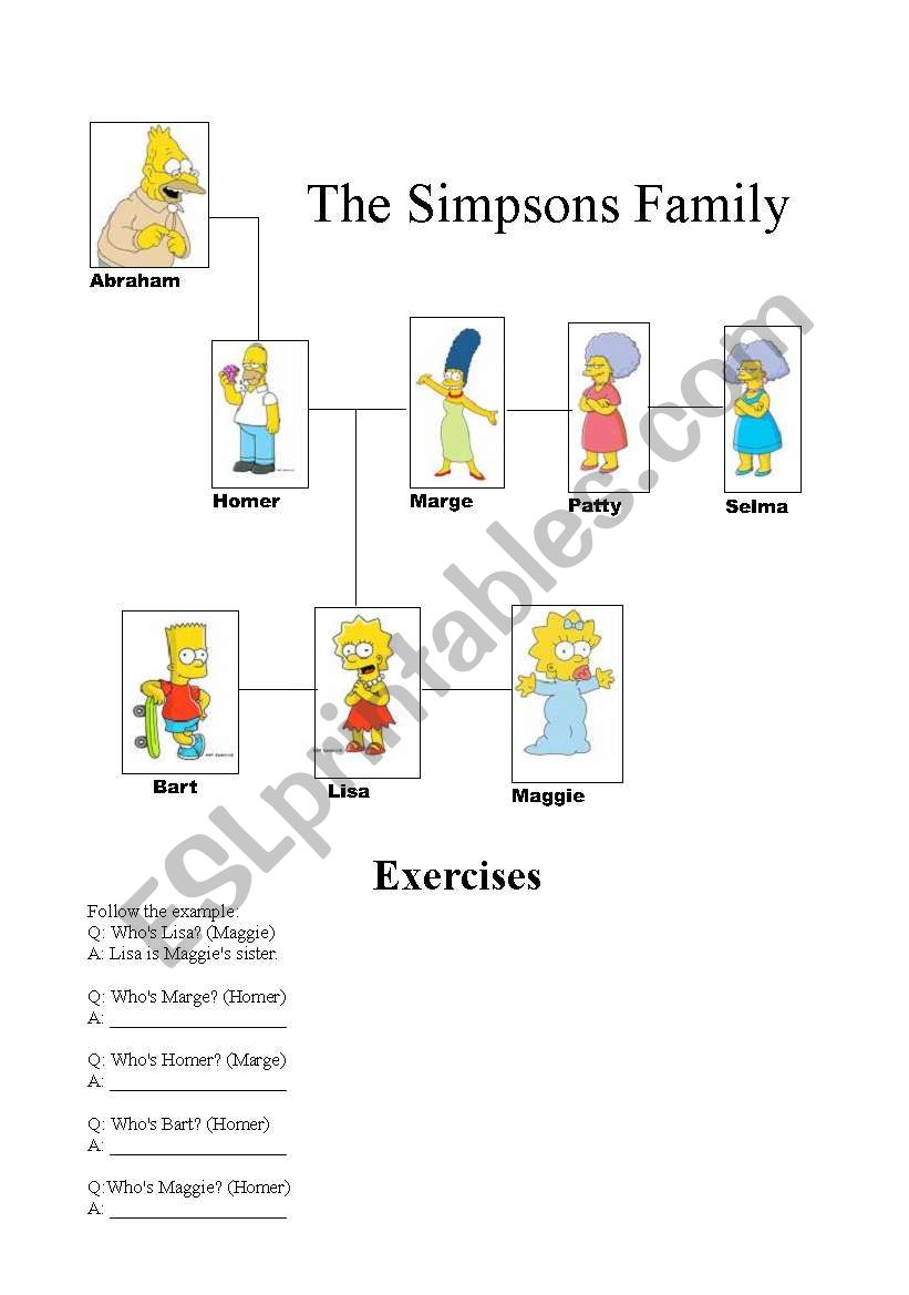 The Simpsons Family worksheet