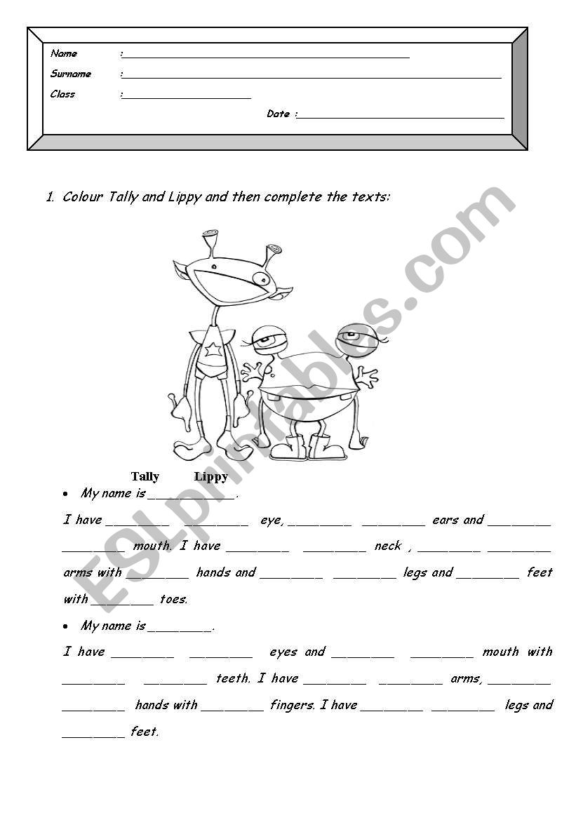 Tally and Lippy worksheet