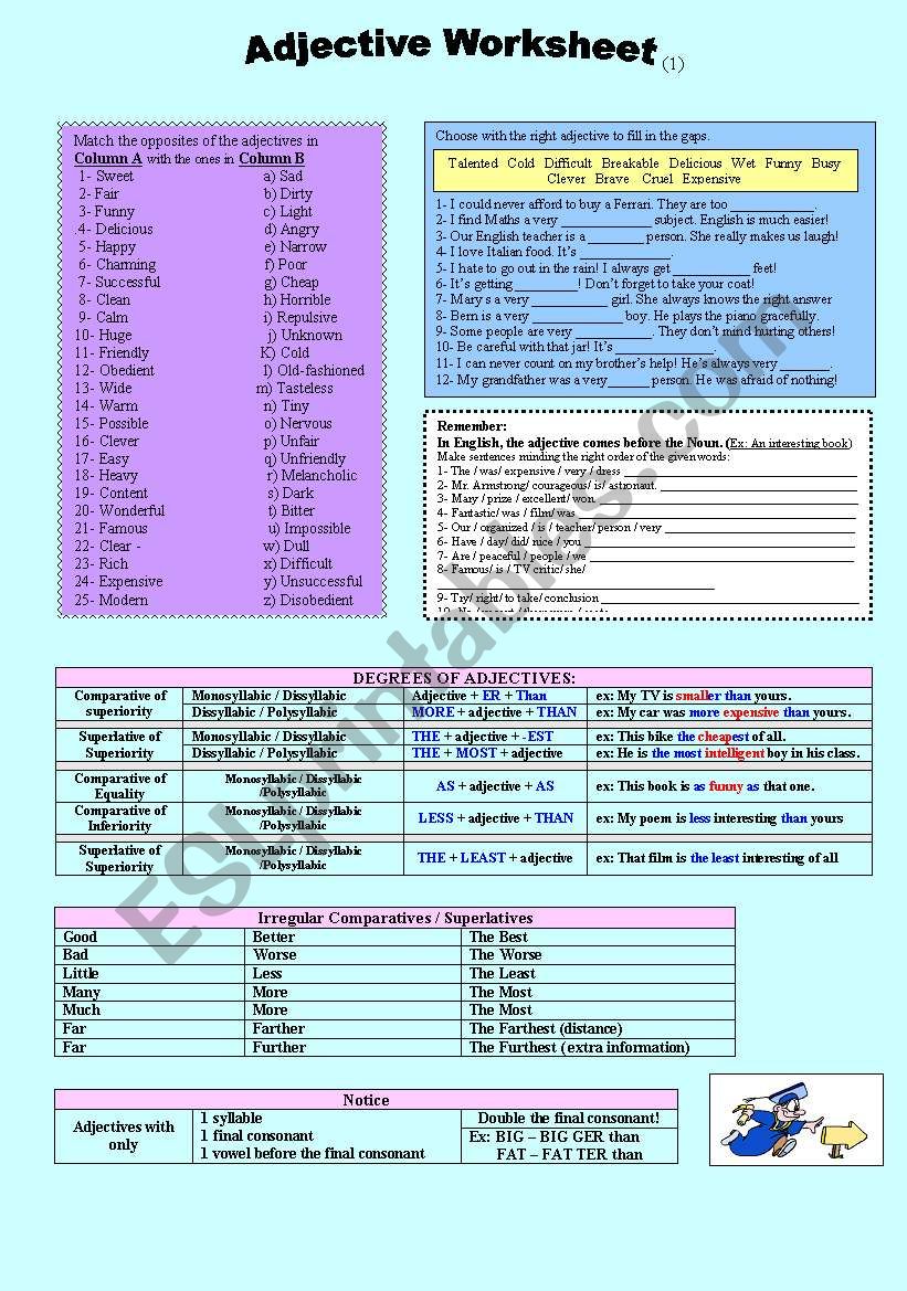 Adjective Worksheet worksheet