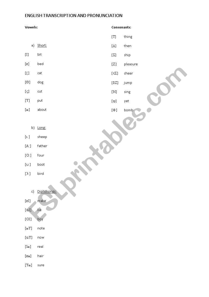 Basic phonetics for everyone worksheet