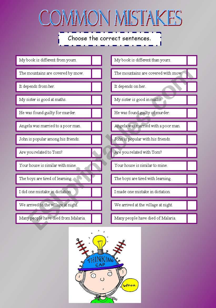 common mistakes worksheet