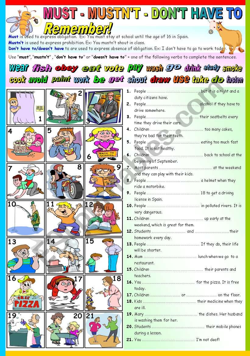 MUST - MUSTNÂ´T - DONÂ´T HAVE TO (B&W VERSION AND KEY INCLUDED)