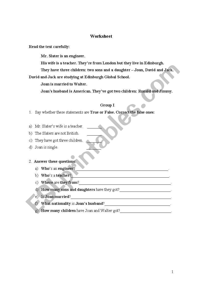 worksheet - 5th form worksheet