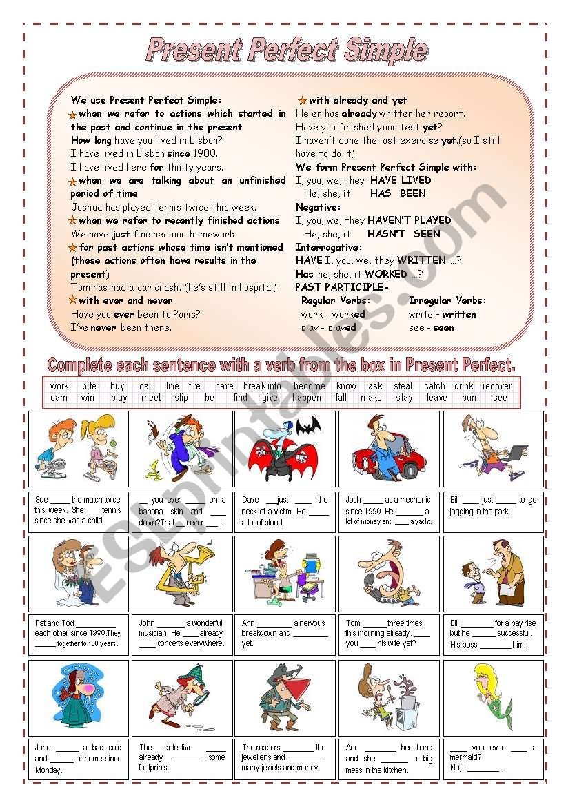 PRESENT PERFECT SIMPLE worksheet