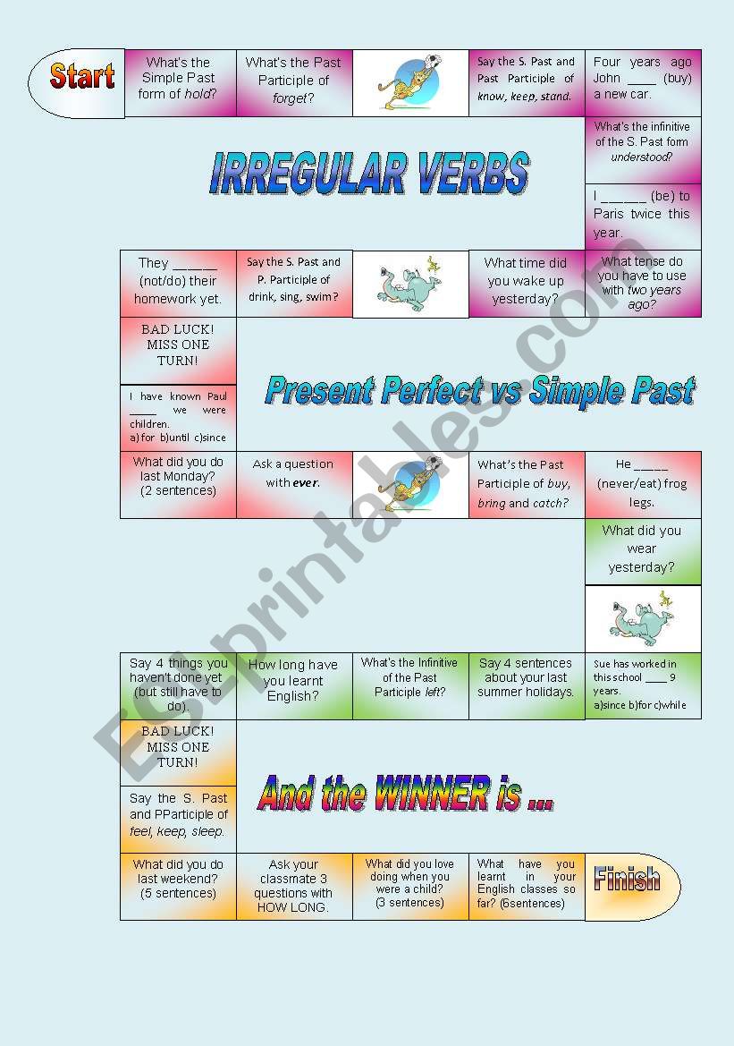 boardgame-irregular-verbs-present-perfect-vs-simple-past-esl-worksheet-by-majocar