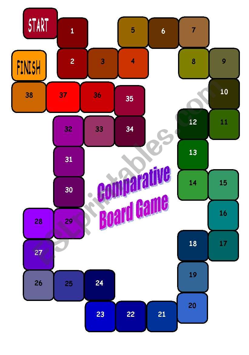 Comparison Board Game 1-5 worksheet