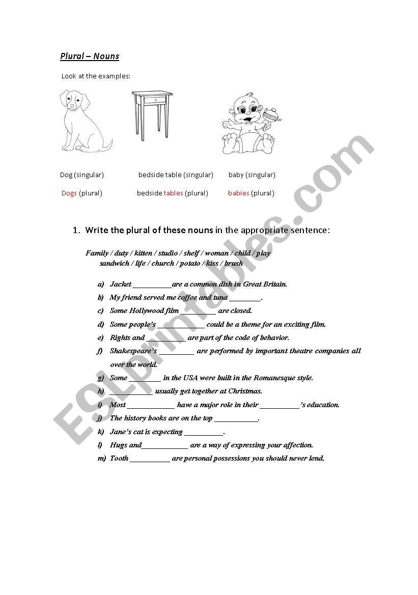 Plural - nouns worksheet