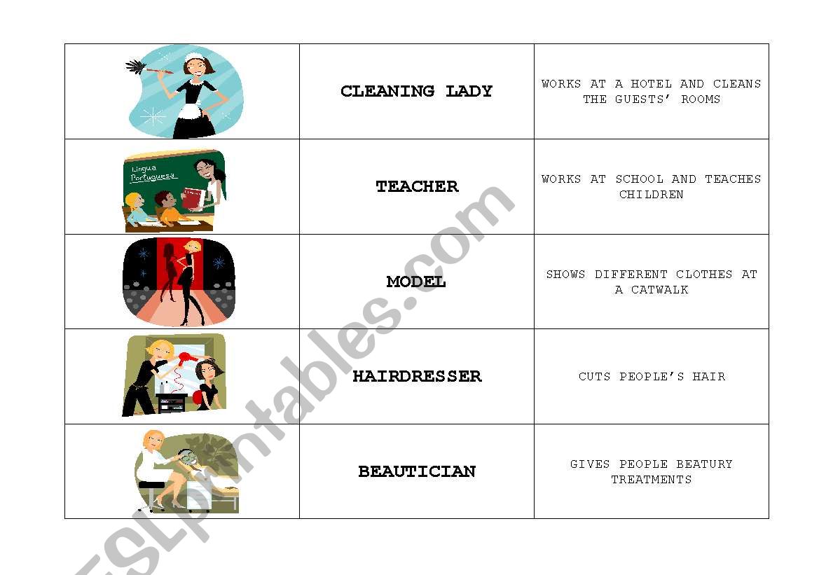 PROFESSION DOMINOES worksheet