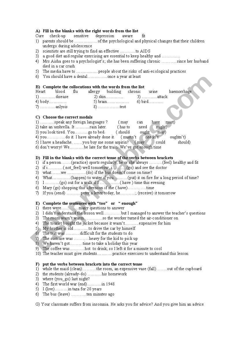 work assignement worksheet