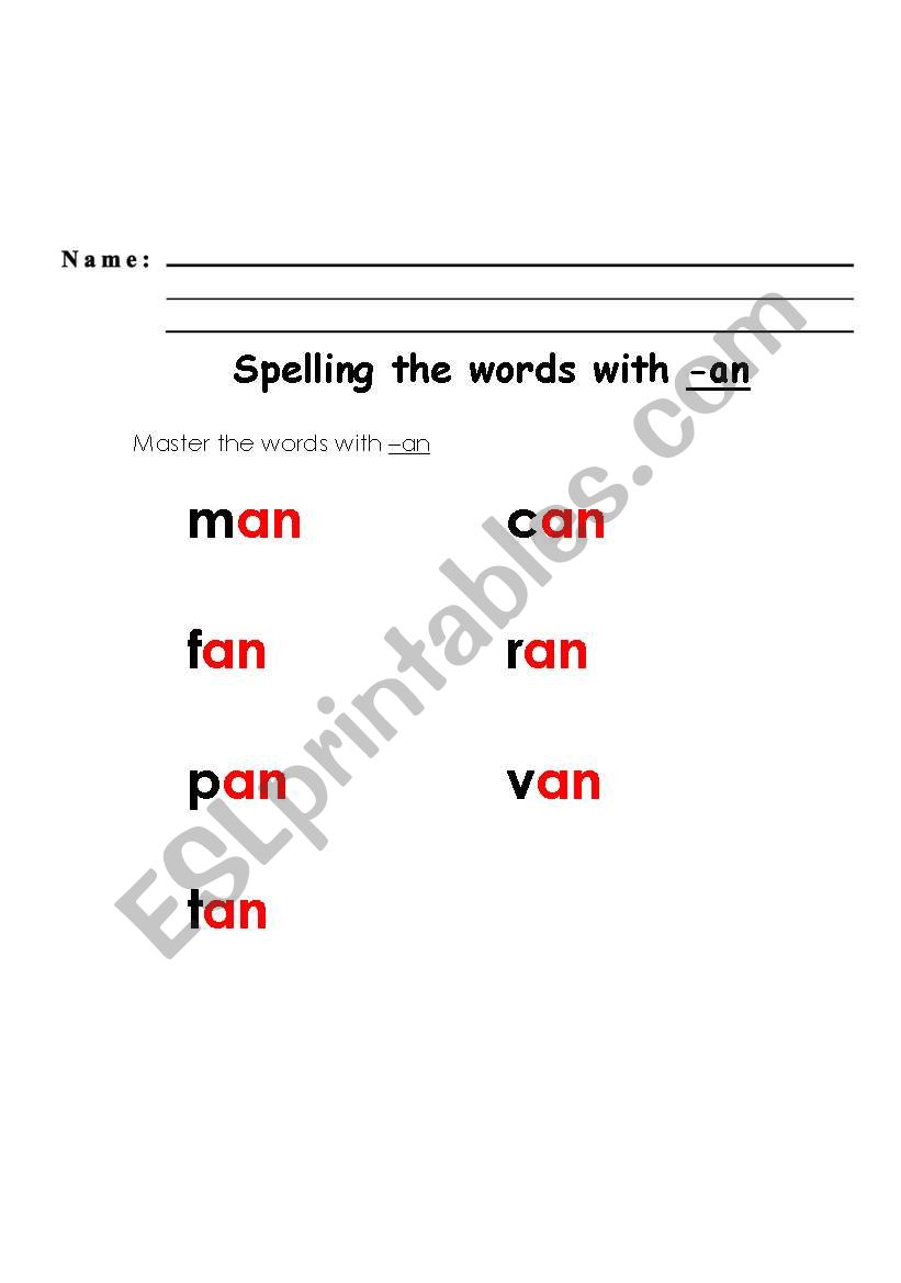 reading -an worksheet