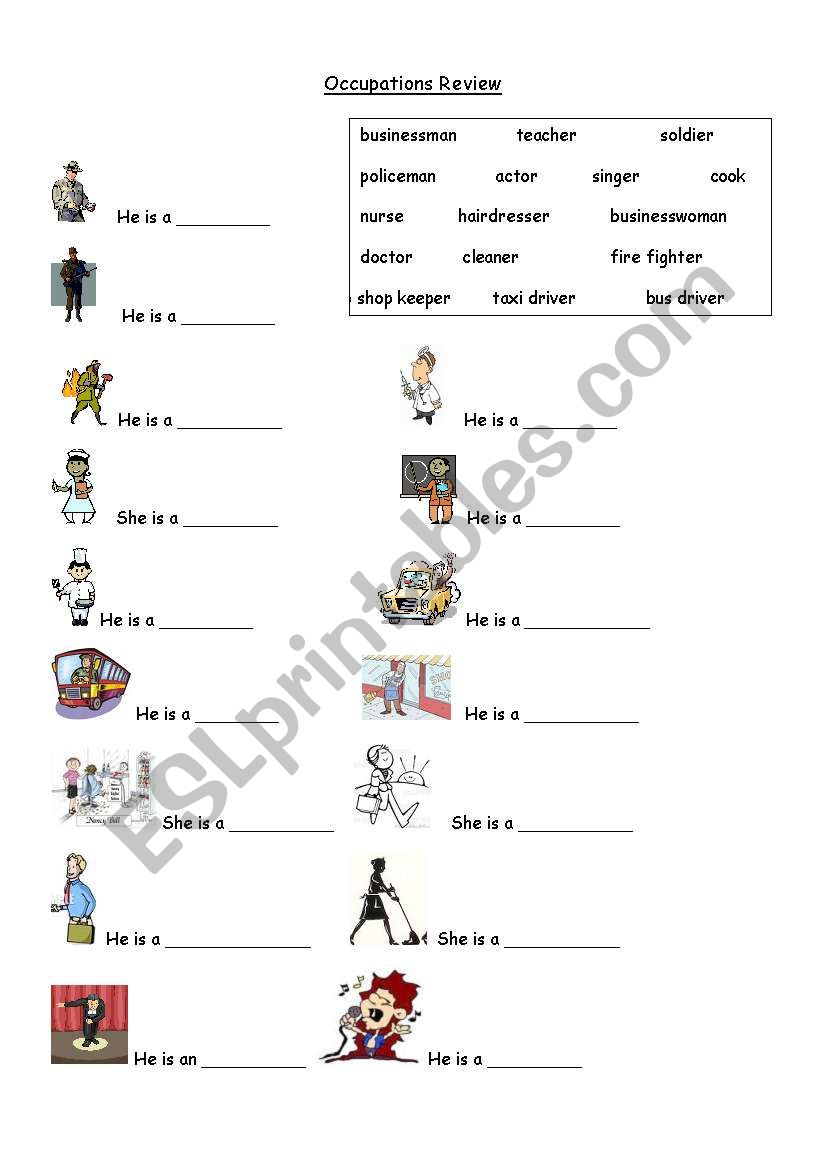 Occupation worksheet