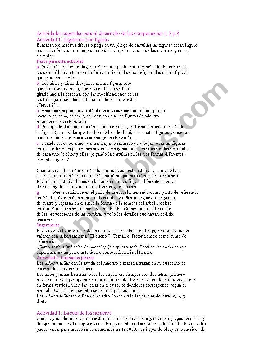 activities shapes worksheet