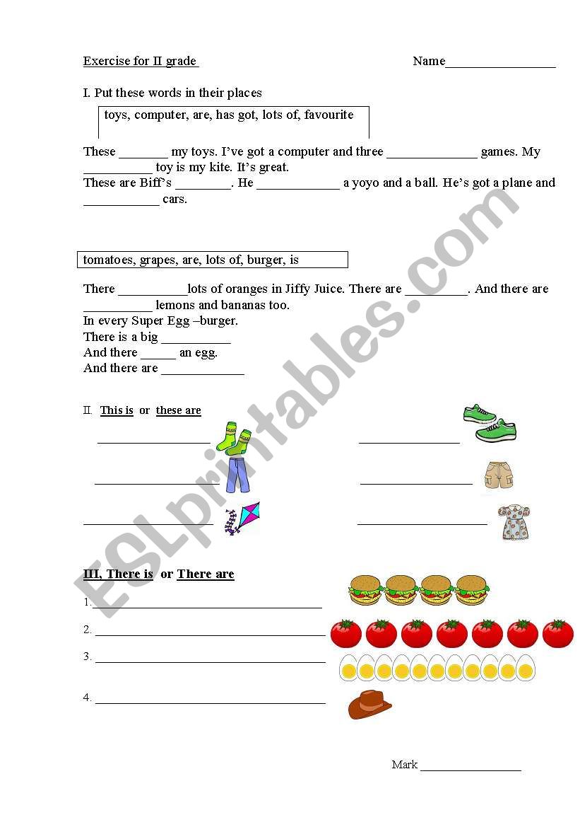 Reading,Grammar and Writing worksheet