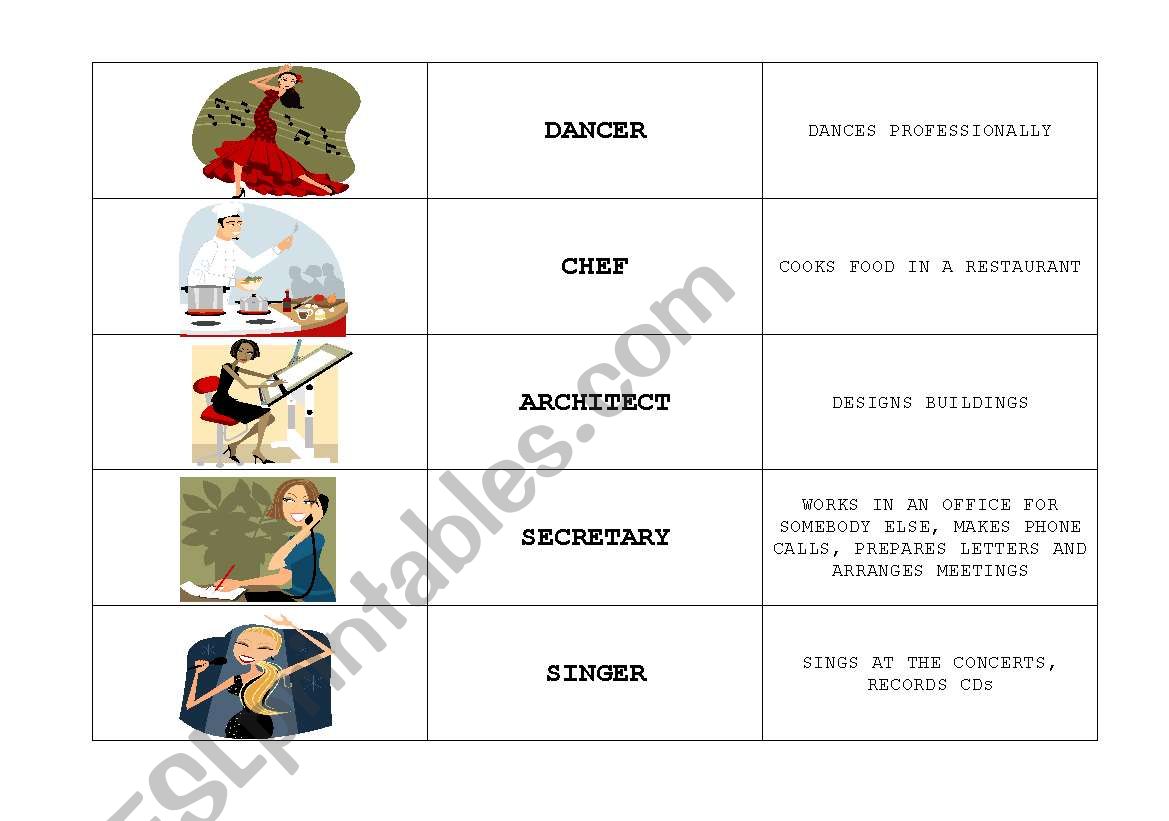 PROFESSIONS DOMINOES worksheet