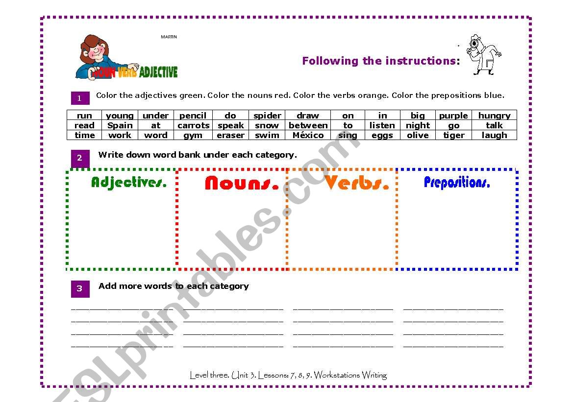 VOCABULARY ADJECTIVE NOUN VERBS PRONOUN