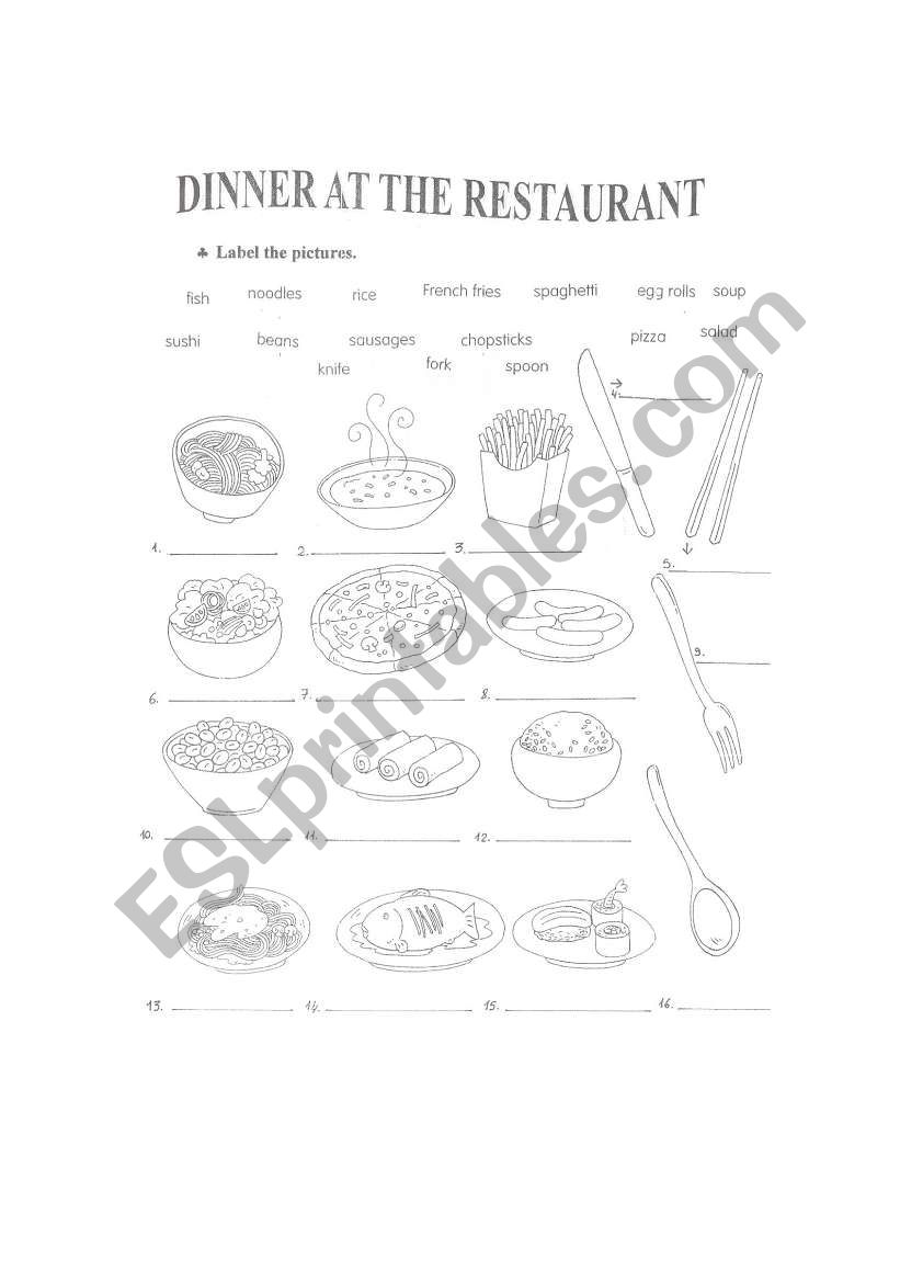 dinner time worksheet