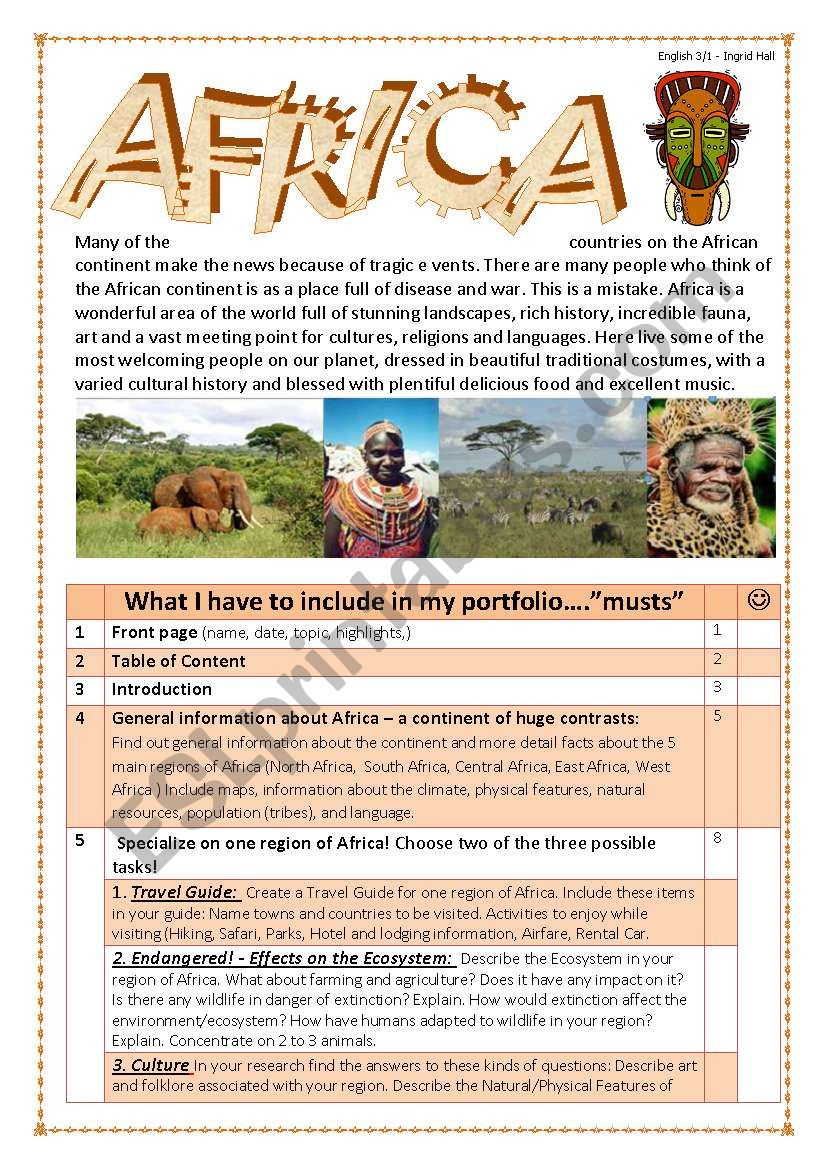 Africa Webquest/Portfolio/Selfstudy Unit