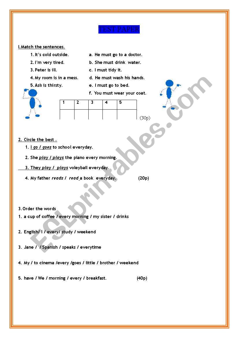 TEST PAPER worksheet