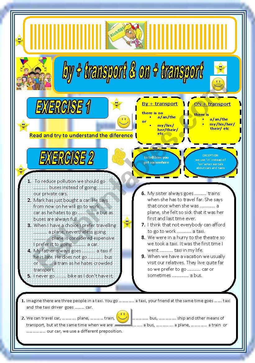 BY & ON in TRANSPORT worksheet