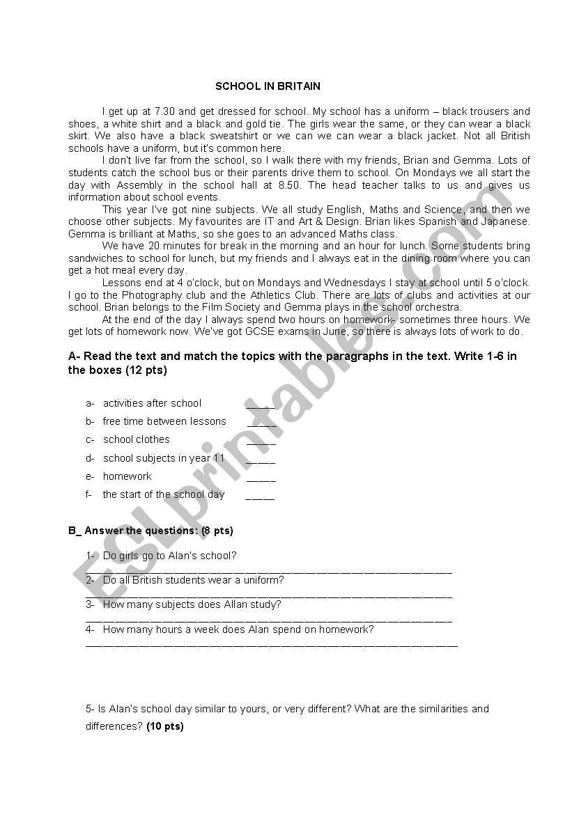 A reading exercise based on present simple and present continuous tense