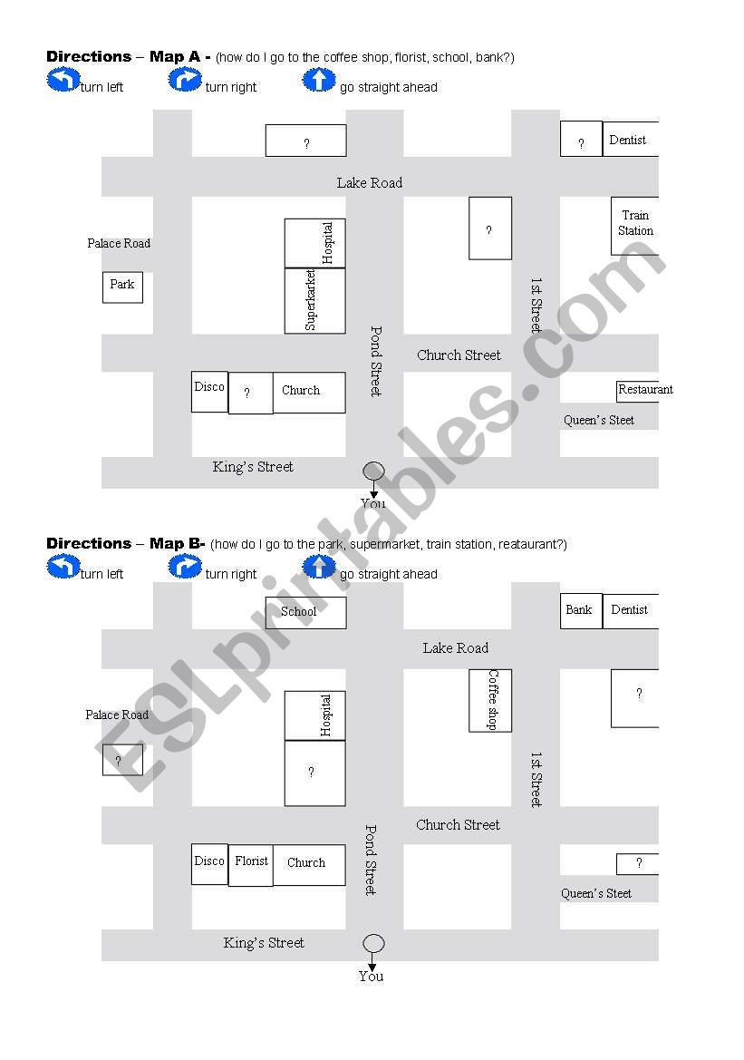 Asking and giving directions worksheet