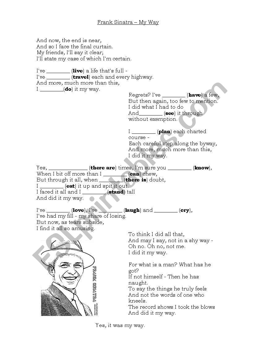 Frank Sinatra - My way worksheet