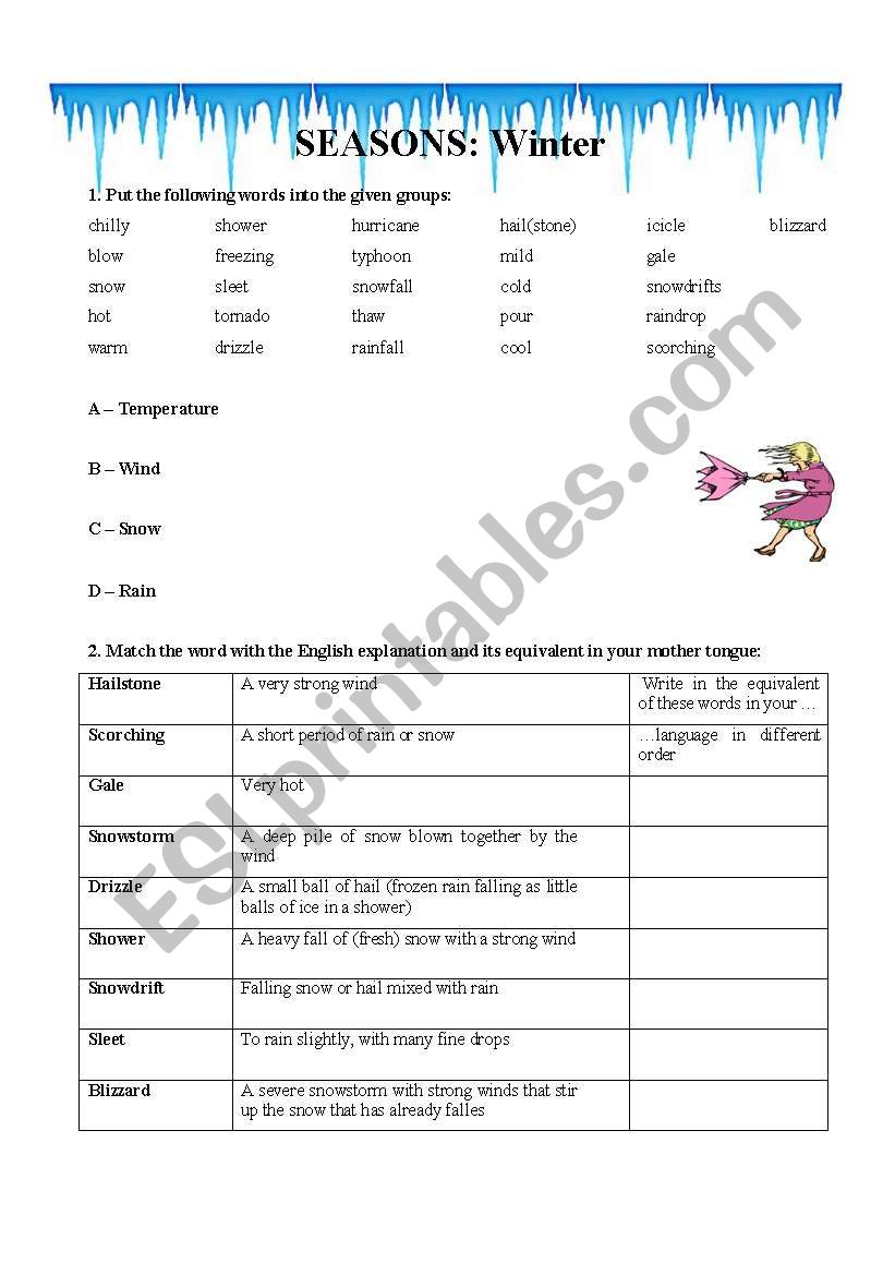 Winter worksheet