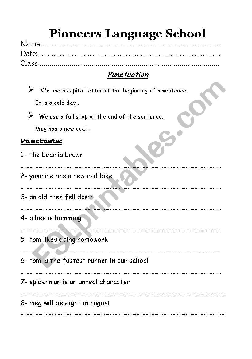 punctuation worksheet