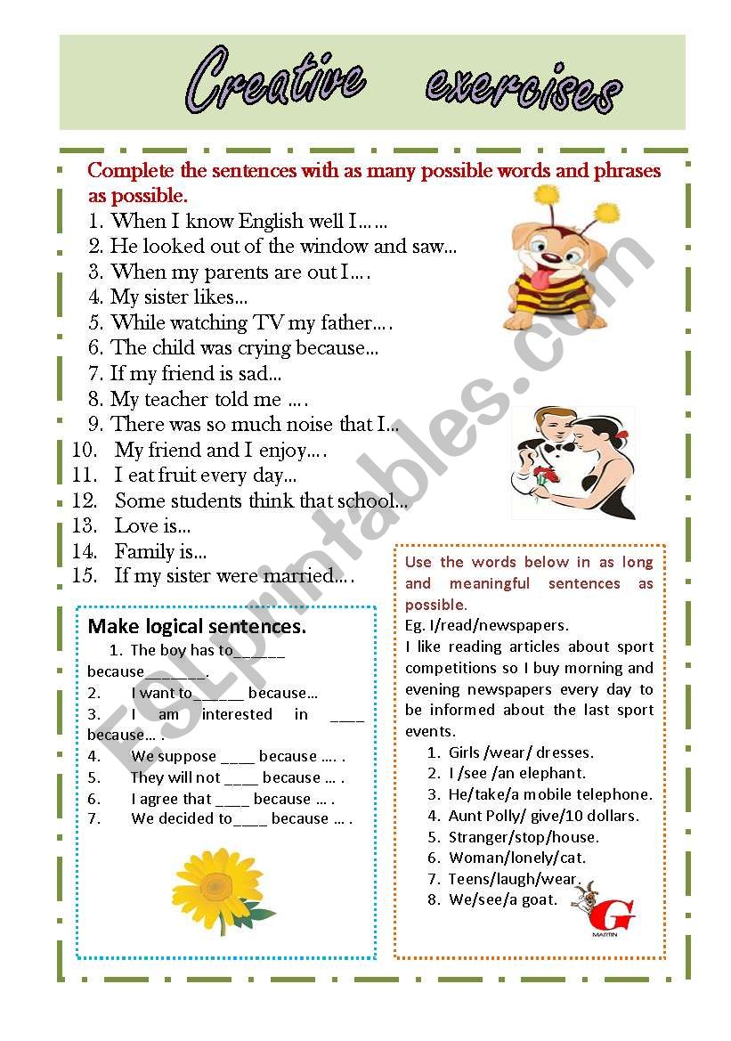 Creative Exercises worksheet