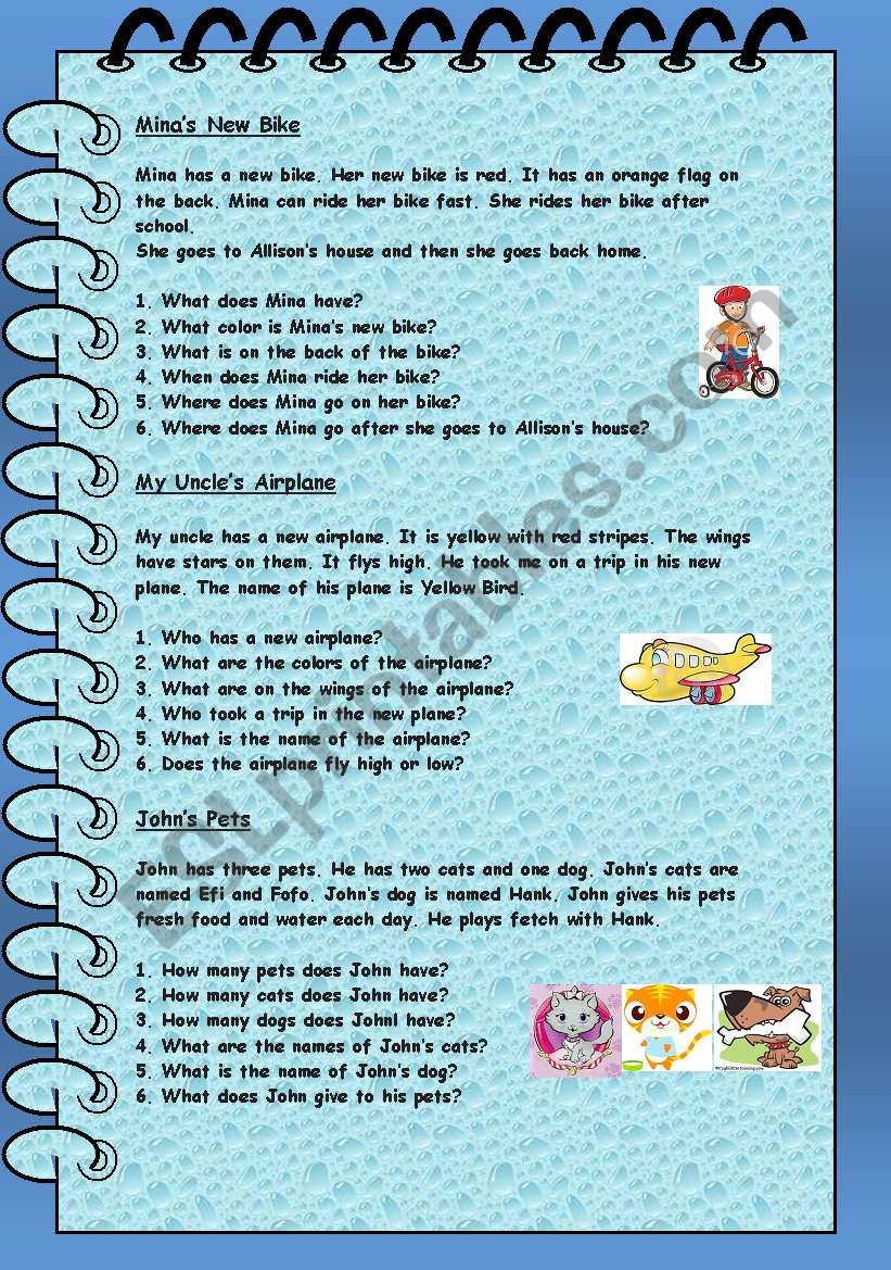 SIMPLE READING COMPREHENSION worksheet