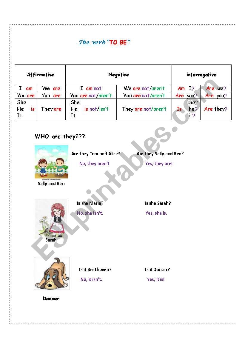 TO BE- form and exercises worksheet