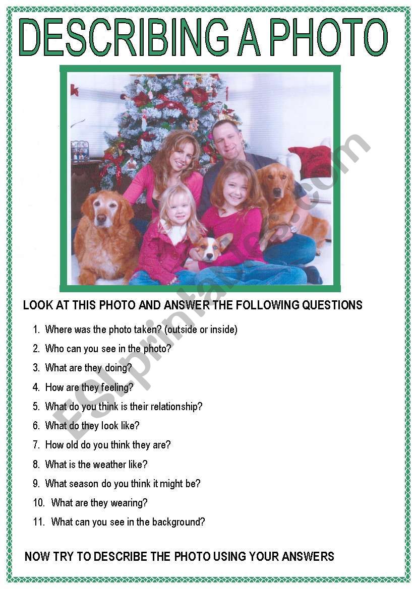 DESCRIBING A PHOTO 6 worksheet