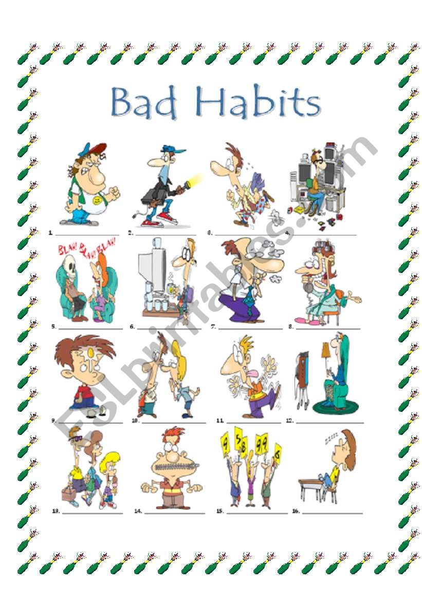 Bad Habits worksheet