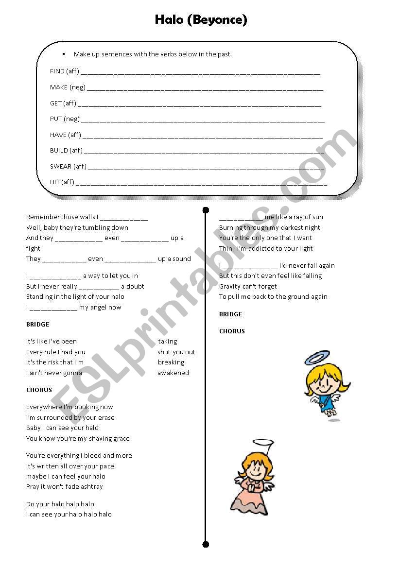 Halo by Beyonce worksheet